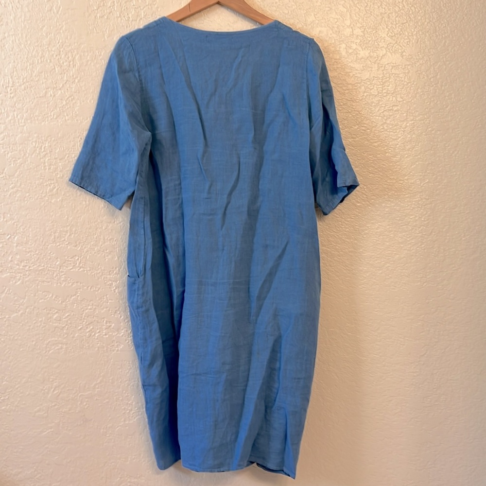 🍭WoolOvers 🍭Blue linen Dress. Size 6 - Picture 3 of 5
